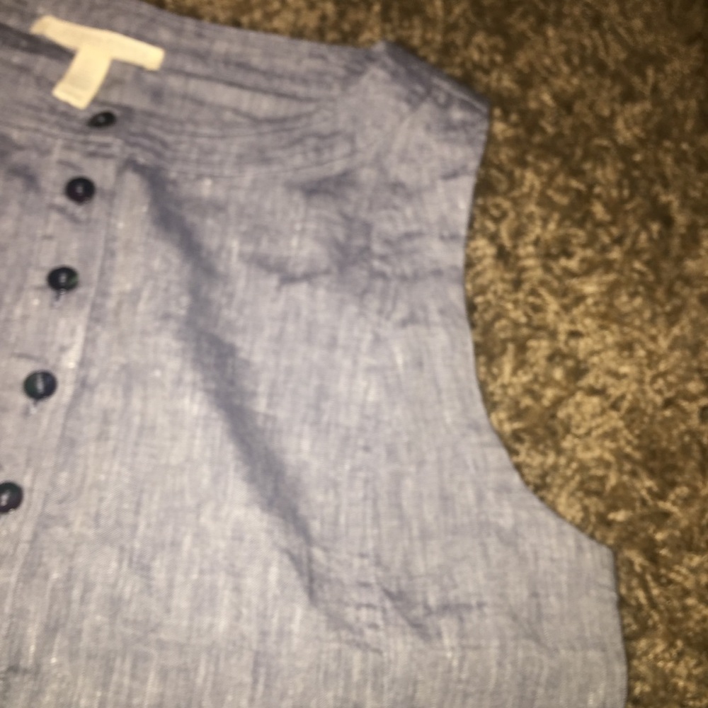 Eileen Fisher gray linen sleeveless blouse PS - Picture 4 of 4